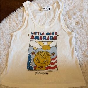 The Laundry Room womens “Little Miss America" White Graphic Tank Top